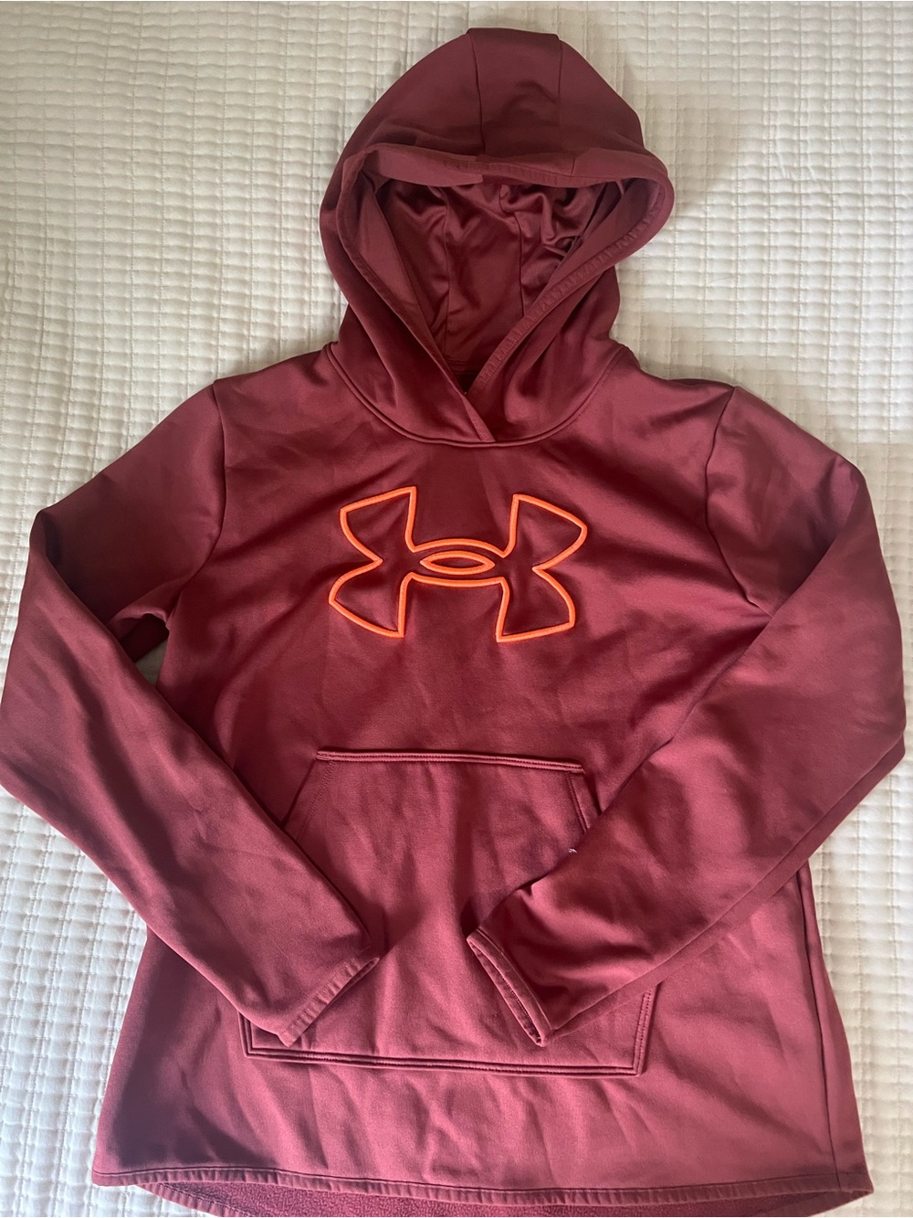 Under Armour, medium maroon women’s hoodie loose fit fleece lined